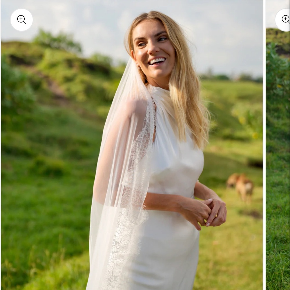 Brand New White Lace Trim Cathedral Bridal Veil